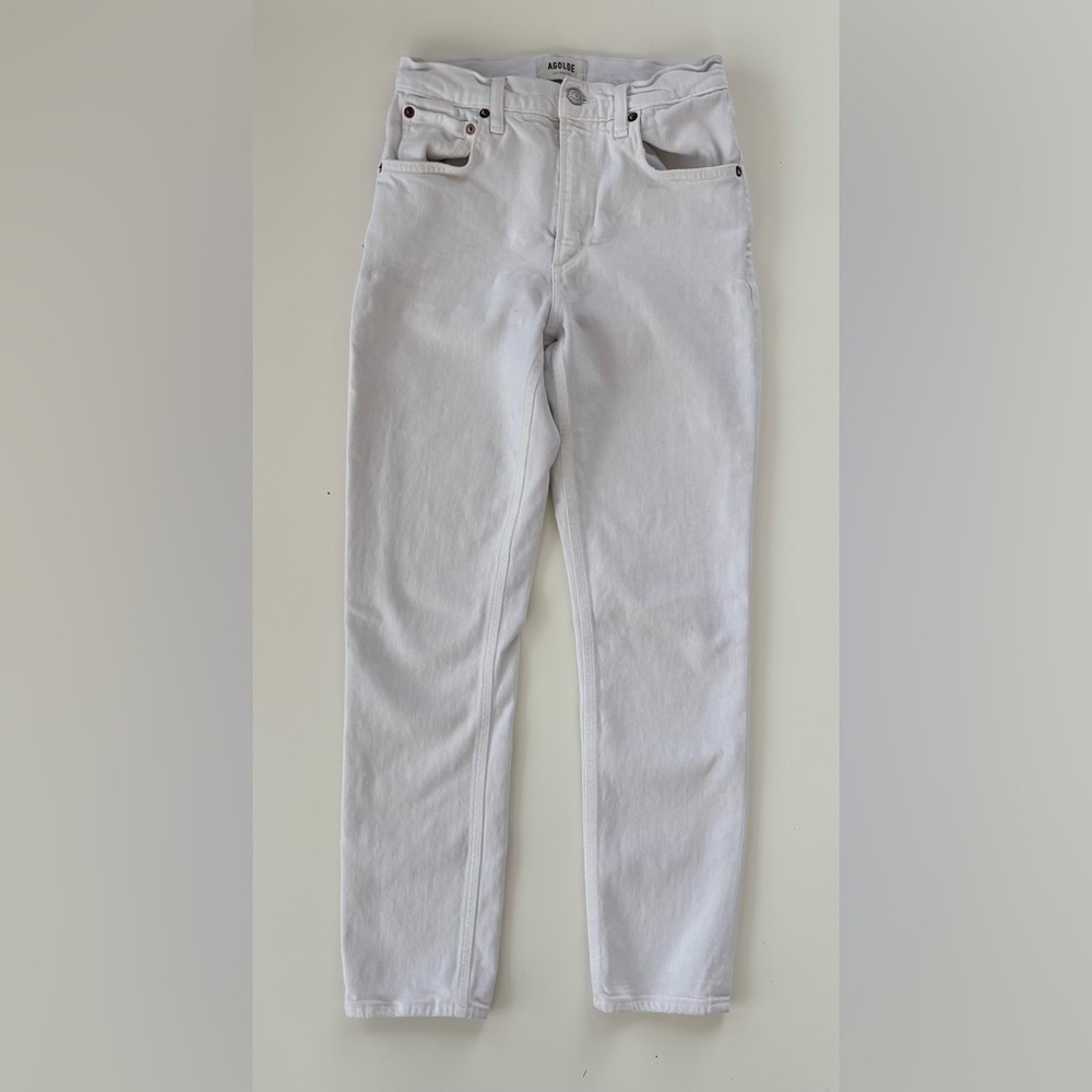 AGOLDE Women's Cool White Willow Mid Rise Slim Leg Jeans Preppy Coastal Size 25